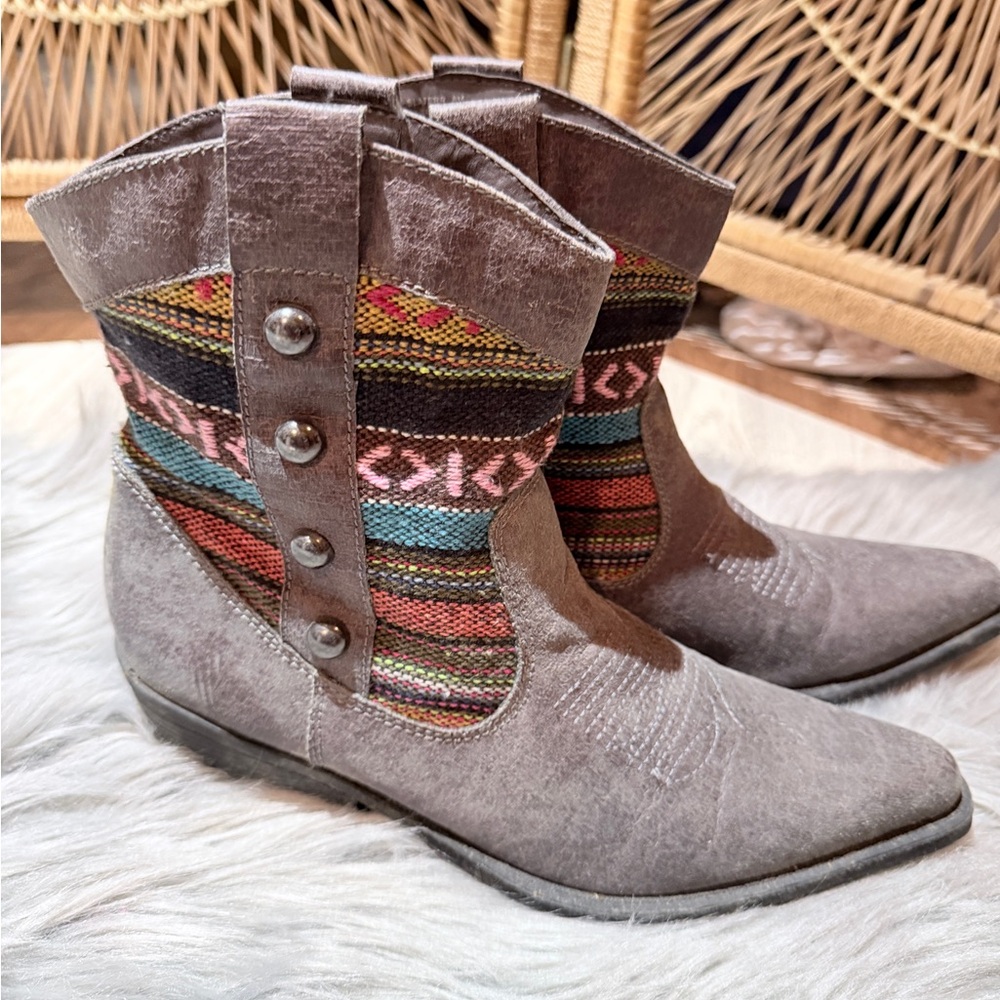 Cow boy tor ankle boots Gray Patterned Women's Boots